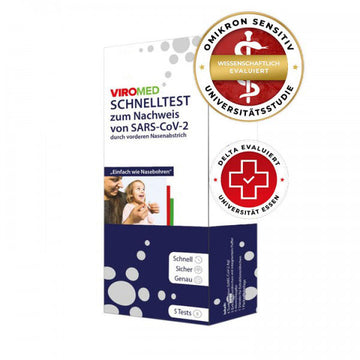 Viromed Antigen Schnelltest - für Laien, vorderer Nasenbereich - 5 Stk. (Nettopreis 1,75 Euro = Nettoeinzelpreis 0,35 Euro)